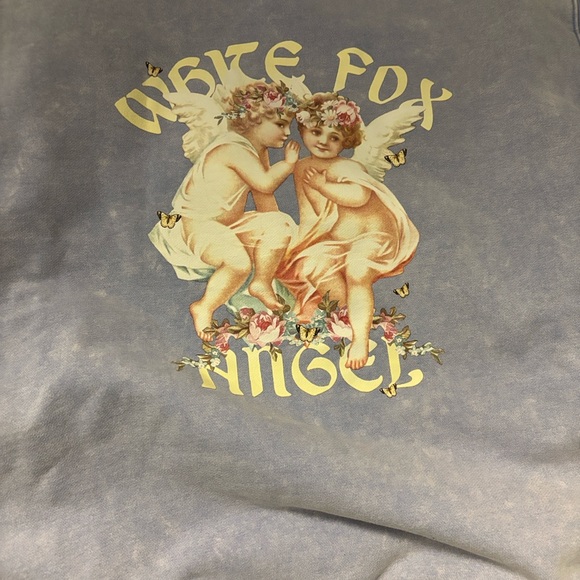 White Fox Boutique oversized Pastel Blue Angel Graphic Sweatshirt(NWOT) - Picture 9 of 11
